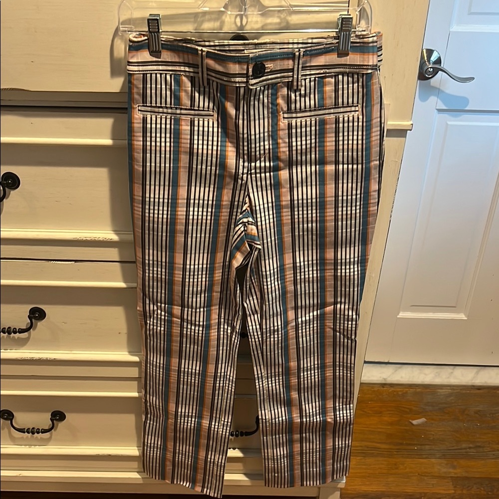Maeve Striped Ankle Pants - Black, White, Tan